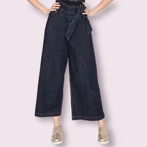 Rachel Roy Denim High Rise Wide Leg Paperbag Crop Jeans